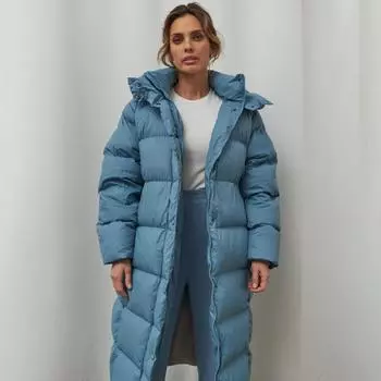 Осень-зима утепленная теплая парка-пуховик женская повседневная однотонная куртка с карманами Свободная длинная куртка с капюшоном верхняя одежда S синий