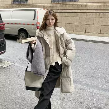 Осень-зима, утепленная теплая парка, женская повседневная милая однотонная Свободная куртка с капюшоном и большим карманом, верхняя одежда S теплый белый