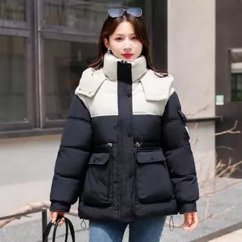 Осень-зима, утепленная теплая парка, женская повседневная однотонная свободная куртка с капюшоном, верхняя одежда для женщин M красный