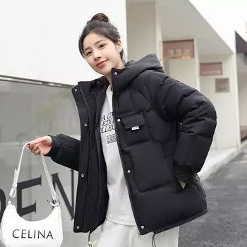 Осень-зима, утепленная теплая парка, женская повседневная однотонная свободная куртка с большим карманом и капюшоном, куртки с хлопковой подкладкой, верхняя одежда M синий