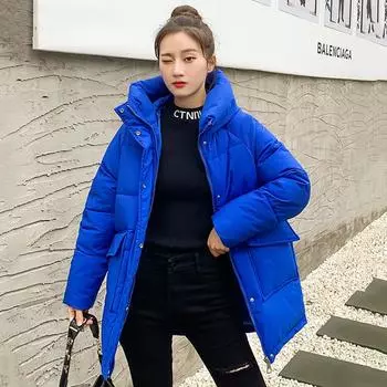 Осень-зима, утепленная теплая парка, женская повседневная милая однотонная свободная короткая куртка с большим карманом и капюшоном, верхняя одежда S зелёный