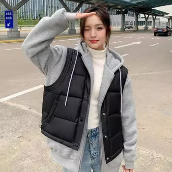 Осень-зима, утепленная теплая парка, женская повседневная милая однотонная свободная короткая куртка с большим карманом и капюшоном, верхняя одежда M
