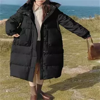 Осень-зима, утепленная теплая парка, женская повседневная однотонная свободная куртка с капюшоном, верхняя одежда для женщин S жёлтый