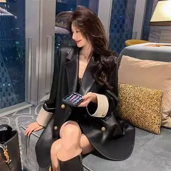 Осень-зима, утепленная теплая парка, женская повседневная однотонная свободная куртка с капюшоном, верхняя одежда для женщин One Size чёрный