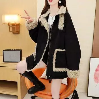 Осень-зима, утепленная теплая парка, женская повседневная однотонная свободная куртка с капюшоном, верхняя одежда для женщин S чёрный