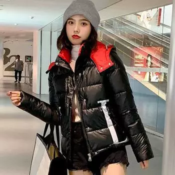 Осень-зима, утепленная женская теплая парка, женская яркая однотонная свободная куртка-пуховик с большим карманом и капюшоном, куртки, верхняя одежда