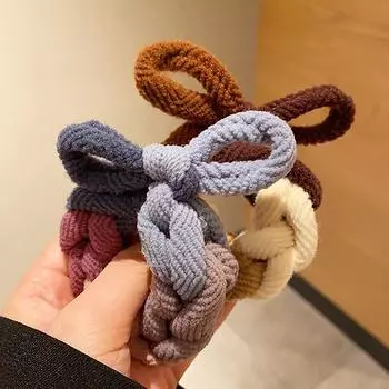 Осень-зима утолщенная ткань плетение узел бант высокая эластичная резинка для женщин милый кавайный простой пучок хвостик резинки завязки веревка