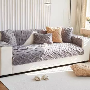 Осень-зима утолщенная вельветовая подушка для дивана, L-образный чехол для дивана, нескользящий чехол для дивана, жаккардовый коврик для дивана с геометрическим рисунком 70x70cm 1pcs