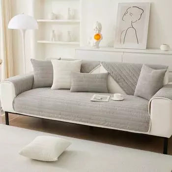 Осень-зима, утолщенный чехол для дивана, вельветовые чехлы для диванов, противоскользящие простые чехлы для диванов, однотонные полосатые чехлы для диванов, подушки 70x70cm 1pcs