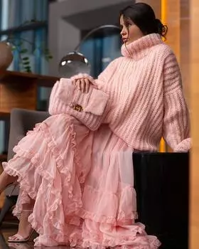 Осень-зима Винтажный свободный топ с длинными рукавами Однотонный пуловер Трикотажная одежда Свитер с воротником-стойкой S белый