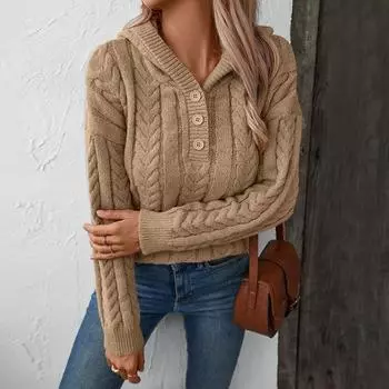 Осень-зима Винтажный свободный топ с длинными рукавами и принтом, трикотажный свитер с V-образным вырезом S розовый