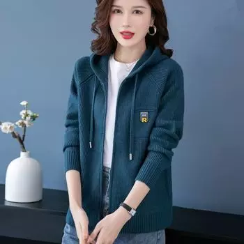 Осень/Зима Вязаный Кардиган Пальто Женский С Капюшоном Толстый Свитер Куртка Модная Шерстяная Вязаная Верхняя Одежда Топ XXXL красный