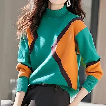 Осень-зима Вязаный женский свитер пуловеры модный длинный рукав вязаный свитер пуловер женские топы JJ62 One Size верблюд