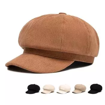 Осень-зима восьмиугольная кепка женская вельветовая кепка кепка художника берет кофейный