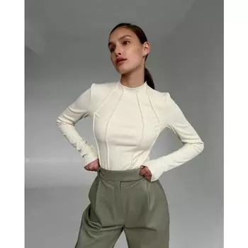 Осень-зима вязаный свитер Y2K с длинным рукавом облегающий крой пуловеры женские универсальные нижние топы однотонная футболка с круглым вырезом S чёрный