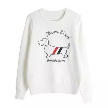 Осень-зима, вышивка с изображением девушки из мультфильма, теплый вязаный свитер, пуловер, топы, женские джемперы с длинным рукавом и флисом One Size белый