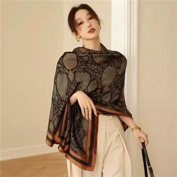 Осень-зима Женщины Винтаж Мода Пейсли шейный платок Женский Высококачественные шелковые шарфы Европа Америка Популярная теплая шаль Turba 180cmX90cm