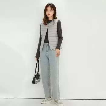 Осень-зима Женская куртка без рукавов с подкладкой, однобортное пальто с круглым вырезом, сохраняющее тепло, внутренняя одежда, верхняя одежда для работы на открытом воздухе, жилет L светло-синий