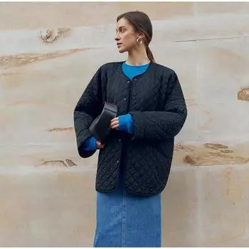 Осень-зима женская куртка с длинным рукавом укороченная парка куртки для женщин модное тонкое пальто новая офисная женская верхняя одежда S чёрный