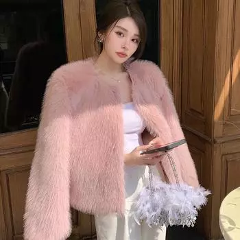 Осень-зима женская мода роскошь теплая меховая искусственная шуба женская искусственная лисья меховая рождественская куртка One Size белый