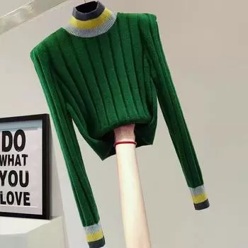 Осень-зима женская одежда водолазка полосатый свитер женский длинный рукав топ трикотажные пуловеры свитера Pull Femme трикотаж XL белый