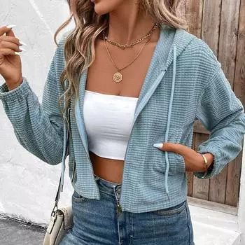 Осень-зима женская однотонная куртка пальто с отложным воротником S синий