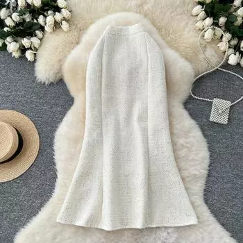 Осень-зима Женская однотонная твидовая длинная миди облегающая юбка-рыбий хвост S чёрный