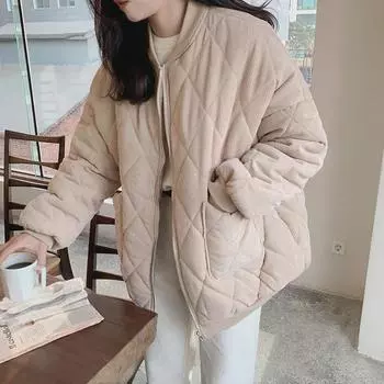 Осень-зима, женская парка с хлопковой подкладкой, куртка, пальто с круглым вырезом, пуховик, вельвет, консервативный стиль, карманы на молнии, ретро, свободный сплошной цвет, черный, хаки, S-XL S хаки