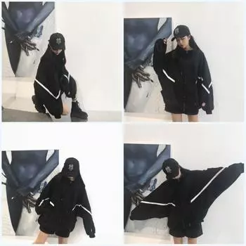 Осень-зима Женская свободная флисовая толстовка на молнии с длинным рукавом «летучая мышь» и воротником-стойкой Куртка с капюшоном для девочек в стиле Харадзюку XXL красный