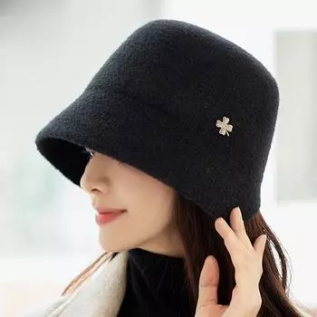 Осень-зима женская теплая шапка после раскола норковая бархатная шапка-тазик однотонная вязаная рыбацкая шапка-ведро чёрный