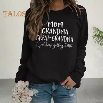 Осень-зима Женская толстовка с буквенным принтом, круглым вырезом, длинными рукавами, свободный пуловер с эластичными манжетами, повседневная одежда, повседневный топ L синий