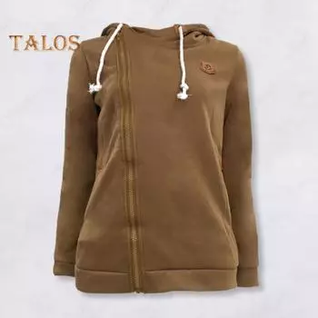 Осень-зима Женская толстовка с капюшоном, диагональная молния, толстые длинные рукава, большие размеры, однотонная, с завязками на шнурке, с капюшоном, эластичные манжеты, спортивная повседневная одежда, домашнее офисное пальто 4XL светло-серый