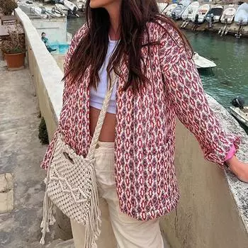 Осень-зима, женская винтажная лоскутная толстая куртка, свободные пальто с длинными рукавами и карманами, женская верхняя одежда с круглым вырезом S синий