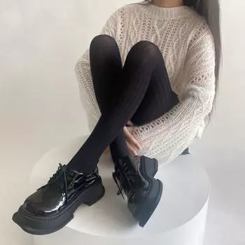 Осень-зима женские колготки однотонные черные белые JK Lolita длинные обтягивающие носки вертикальные полосы хлопковые носки выше колена черный серый