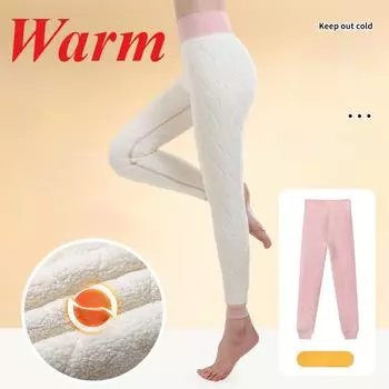 Осень-зима женские однотонные очень толстые теплые леггинсы колготки высокие эластичные брюки-панталоны термолеггинсы из овечьего флиса M розовый