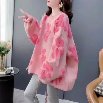 Осень-зима женские свитера Bows Sweet Pull Femme Loose Теплые ретро-пуловеры M белый