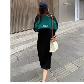 Осень-зима женские теплые плотные женские платья с буквенным принтом свободное офисное женское платье Vestidos Elegantes M