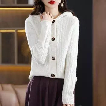 Осень-зима женские толстые кардиганы шерстяной свитер с цветочным узором теплое повседневное свободное кашемировое вязаное пальто One Size темно-синий