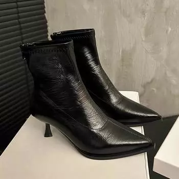 Осень-зима женские тонкие ботильоны модные элегантные туфли с острым носком на тонком высоком каблуке женские короткие ботильоны Morder 35 коричневый