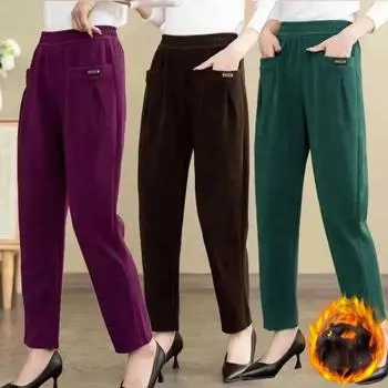 Осень-зима женские вельветовые брюки повседневные модные женские теплые брюки прямые брюки XXXXXL