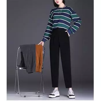 Осень-зима женские вельветовые теплые брюки леггинсы шаровары с высокой талией брюки женские плюшевые толстые винтажные свободные повседневные брюки S