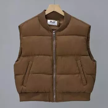 Осень-зима женские жилеты больших размеров модные свободные короткие пальто женские толстые теплые безрукавки M чёрный