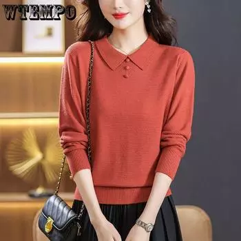 Осень-зима женский искусственный двухсекционный цветной блок, свободный универсальный теплый модный вязаный свитер с полувысоким воротником S красный