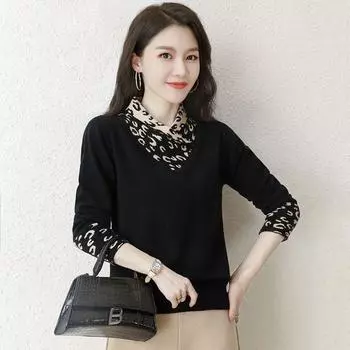 Осень/Зима Женский свитер Полуводолазка Пуловер Свитер Свободный вязаный топ S синий