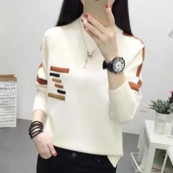 Осень-зима женский свитер водолазка теплая трикотажная одежда корейский повседневный однотонный низ рубашка трикотажные пуловеры коричневый свитер XXXL чёрный