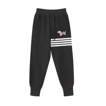 Осень-зима женский вязаный свитер с вышивкой в полоску с карманом One Size белый