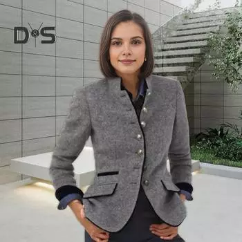 Осень-зима женское пальто контрастного цвета с воротником-стойкой на пуговицах и длинными рукавами толстый кардиган теплая шерстяная куртка S