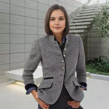 Осень-зима женское пальто контрастного цвета с воротником-стойкой на пуговицах и длинными рукавами толстый кардиган теплая шерстяная куртка S