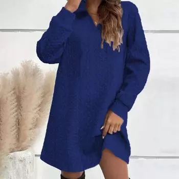 Осень-зима женское платье с капюшоном и v-образным вырезом, толстая аппликация, однотонный пуловер с длинным рукавом выше колена, повседневное мягкое мини-платье XL чёрный