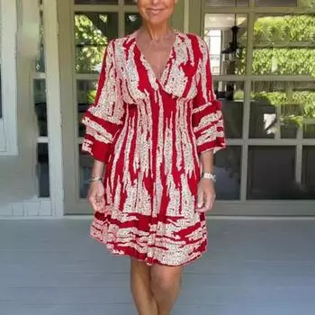 Осенне-летнее платье с v-образным вырезом, облегающее платье трапециевидной формы с высокой тонкой талией и рукавами три четверти, подходящее по цвету платье миди длиной до колена 2XL чёрный